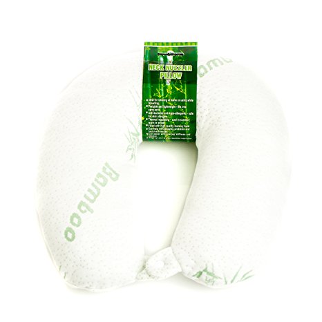 Bamboo Travel Pillow - U Shaped, Premium Memory Foam With Removable Cover