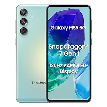 Samsung Galaxy M55 5G (Light Green,8GB RAM,256GB Storage) | 50MP Triple Cam| 5000mAh Battery| Snapdragon 7 Gen 1 | 4 Gen. OS Upgrade & 5 Year Security Update| Super AMOLED  Display