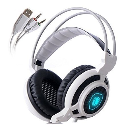 Sades Arcmage 3.5mm PC Gaming Over Ear Headset (White / Black)