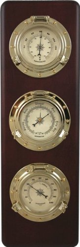 Ambient Weather WS-GL032 Porthole Collection Weather Center with Thermometer, Hygrometer, Barometer