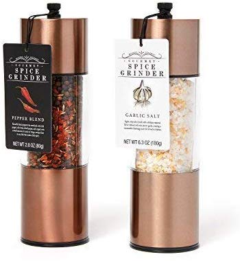 Extra Large Garlic Salt and Pepper Blend Copper Spice Grinders: A Great Copper Kitchen Accessory for The Home Chef who Wants The Highest Quality and Best Ingredients
