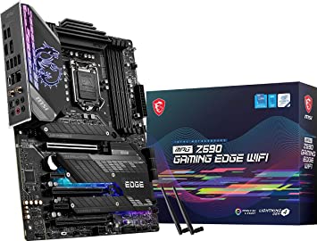 MSI MPG Z590 Gaming Edge WiFi Gaming Motherboard (ATX, 11th/10th Gen Intel Core, LGA 1200 Socket, DDR4, PCIe 4, CFX, M.2 Slots, USB 3.2 Gen 2, Wi-Fi 6E, DP/HDMI, Mystic Light RGB)