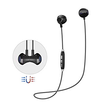 Bluetooth Headphones Magnetic Wireless Sports Headphones V4.1HiFi Stereo Earphones Noise Diminishing Running Headsets with Mic for iPhone Android Phones(black)