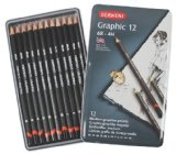 Derwent Graphic Drawing Pencils Medium Metal Tin 12 Count 34214