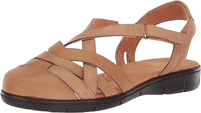 Easy Street Womens Garrett Faux Leather Strappy Flat Sandals