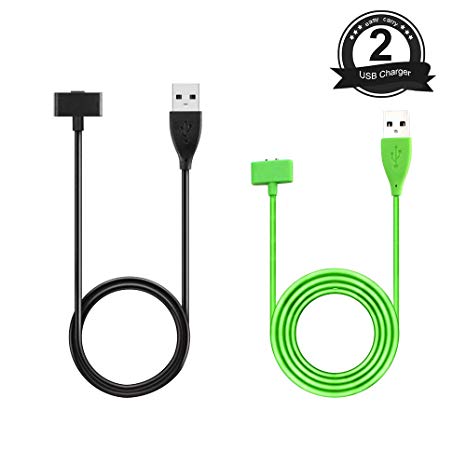 Fomei for Fitbit Ionic Charger Charging Cable 3.3ft, 2 Pcs Replacement Charger USB Charging Cable for Fitbit Ionic Smartwatch, Black and Green
