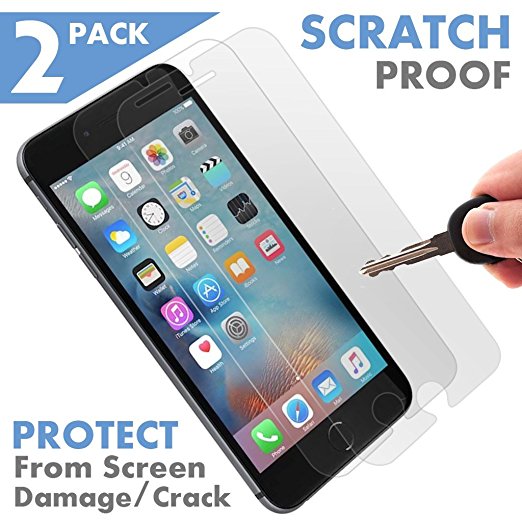 ⚡ [2 Pack - PREMIUM ] Apple iPhone 7 Plus Tempered Glass Screen Protector - Shield, Guard & Protect Phone From Crash & Scratch - Anti Fingerprint, Smudge & Shatter Proof - Best Front Cover Protection