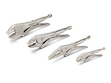 TEKTON Locking Pliers Set, 4-Piece (Straight Jaw, Curved Jaw, Long Nose) | PLK99902
