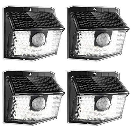 Mpow 30 LED Solar Lights, Outdoor Motion Sensor Lights with 19.5% High-efficient Solar Panel, 270° Wide Illumination Angle For Front Door, Yard, Garden, Garage, Fence,Pack of 4