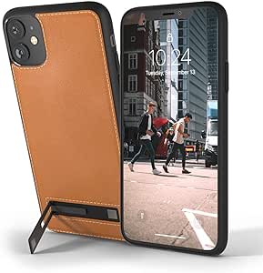 Snakehive Metro Leather Case for iPhone 11/ iPhone XR || Real Leather Phone Case with Stand || Genuine Leather & Wireless Charging Compatible Leather Cover with Kickstand (Brown)
