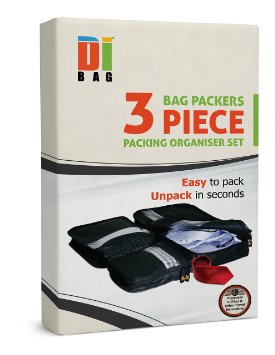 DIBAG  Bag Packers Tidy Case Luggage Packing Cubes Set of 3 - Supplied in assorted colours Black