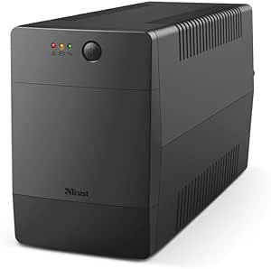 Trust Paxxon UPS Onduleur PC 1500VA, Fonction AVR 230V, Alimentation d'énergie Non Interruptible pour Ordinateur, 4 Prises Schuko, Batterie avec Protection Intégrée Contre Les Surcharges - Noir