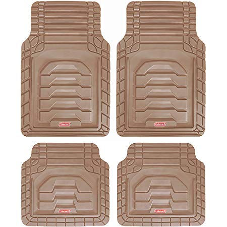 Coleman 4 Piece All-Weather Rubber Floor Mats – Premium Heavy Duty Full Set for Cars, Trucks, SUVs - Adventurer Class - Beige