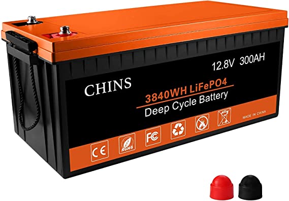 CHINS LiFePO4 Battery 12V 300Ah Lithium Battery - Built-in 200A BMS, Perfect for Replacing Most of Backup Power, Home Energy Storage and Off-Grid etc.