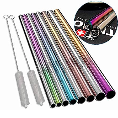 Airnogo Stainless Steel Wide Straws, Medical-Grade Food-Grade Drinking Straws 9.5" Long, Reusable Drinking Straws for Smoothie Cold Beverage - (0.24", 0.31", 0.39", 0.47" Dia) for 20, 30 oz Tumbler