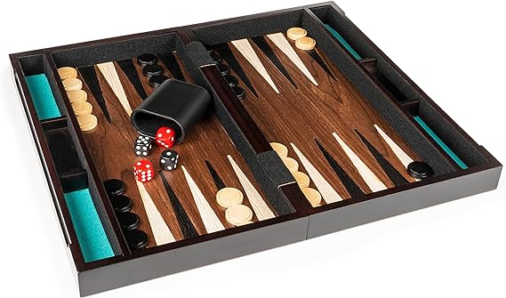 Legacy Deluxe Wooden Backgammon Classic 2-Player Original Board Game Set with Cups and Dice, for Kids and Adults Aged 8 and up