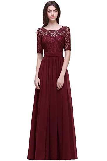 Women Lace Chiffon Evening Cocktail Dresses Sleeves Bridesmaid Babyonline