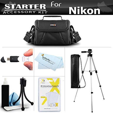 Accessory Starter Kit For The Nikon Coolpix B500, L330, L340, L310, L810 L820, L620, L830, L840 Digital Camera Includes Deluxe Carrying Case   50 Tripod w/Case   Screen Protectors   Mini Tripod   More