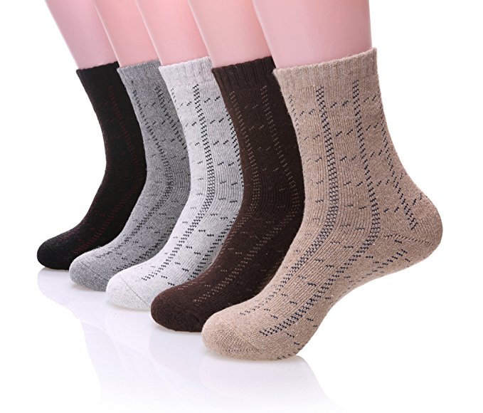 Velice Men's Super Thick Classics Crew Wool Winter Socks 5-pack