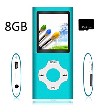 Tomameri - Compact and Portable MP3 / MP4 Player with Rhombic Button ( Including a 8 GB Micro SD Card ) Supporting Photo Viewer, E-Book Reader and Voice Recorder and FM Radio Video Movie (Blue)