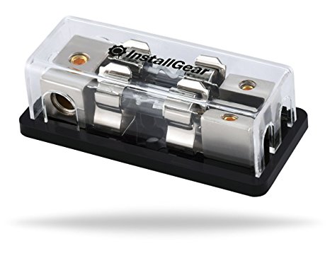 InstallGear 4/8 AWG Gauge AGU Fuse Holder Distribution Block 4 Gauge In to (2) 8 Gauge Out with 80A Fuses