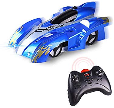 SUPER-TECH Climbing Electric Remote Control car Rechargeable car Suction Climbing Stunt car Remote Control car boy Toy car Gift,Blue