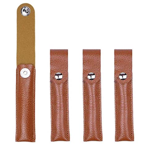 4 Pcs PU Leather Empty Tweezers Pouch Eyelash Extension Tweezer Holder Bag, Brown