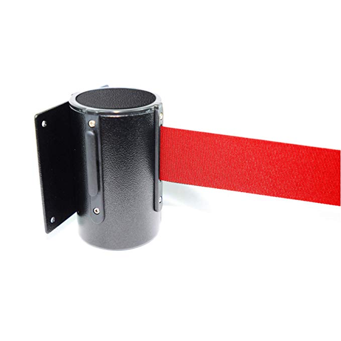 Retractable Wall Barrier With Tuff Tex Black Finished (156" Red)