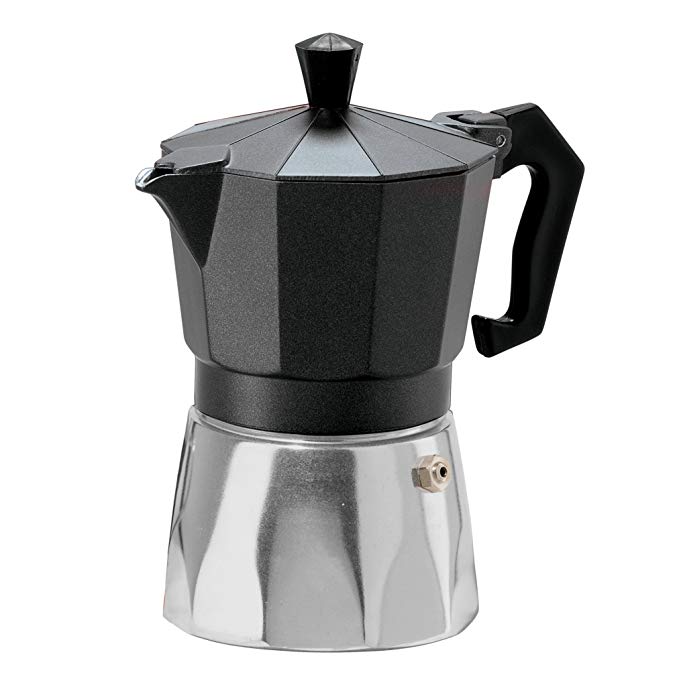 Oggi 6570.3 3 Cup Cast Aluminum Stovetop Espresso Maker, Black