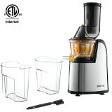 Gourmia GSJ300 Electric Masticating Wide Mouth Whole Fruit and Vegetable Slow Juicer - Stainless Steel With Juice Jug - 150 Watts