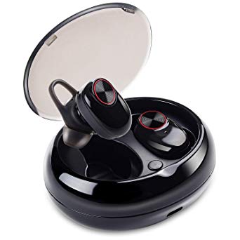 Intcrown Wireless Bluetooth Headphones, Wireless Earbuds with Charging Box, One Step Automatic Pairing Sport Bluetooth 5.0 Headphones for Gym Running Business and Relation, Built-in Mic