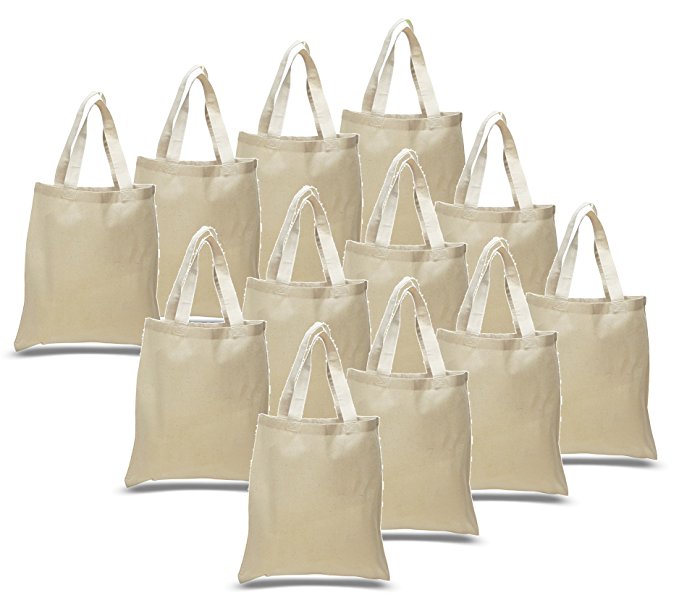 (12 Pack) 100% Cotton Reusable Blank Tote Bags Tob293 by ToteBagFactory
