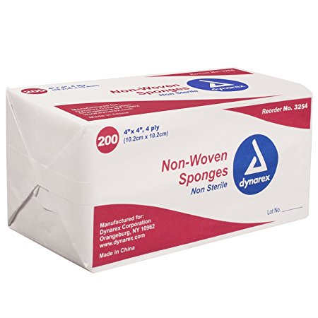 First Voice TS-3254 4 Ply Non Sterile Non-Woven Sponge RySNNU, 4" Length x 4" Width, 1 Pack (200)
