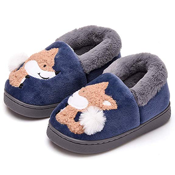 ALPARA Toddler Boys Girls Slippers Fluffy Little Kids House Slippers Warm Fur Cute Animal Home Slipper