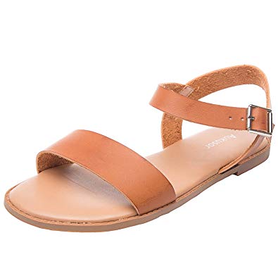 Women's Wide Summer Flat Sandals - Open Toe One Band Ankle Strap Flexible Shoes…