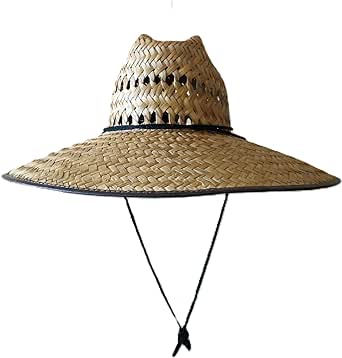 Wide Brim Sun Hat Double Weaved Straw hat One Size Fits Medium to Large, Great Sun Protection for All Outdoor Activities