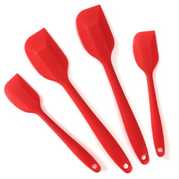 4-Piece Silicone Spatula Set by HQY,Red
