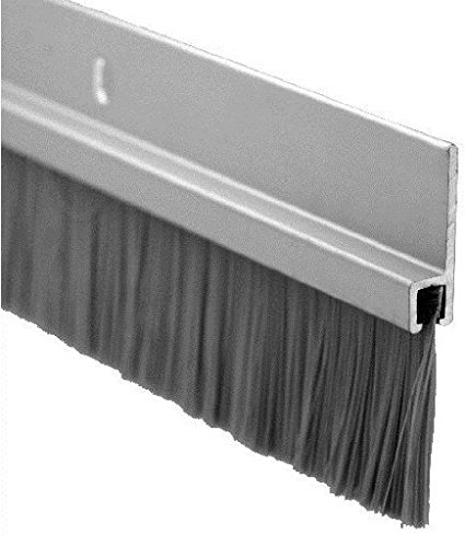 Pemko Door Bottom Sweep, Clear Anodized Aluminum with 1" Gray Nylon Brush insert, 0.25"W x 1.875" H x 36" L