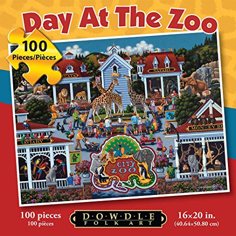 Jigsaw Puzzle-Day At the Zoo 100 Piece Puzzle By Dowdle Folk Art