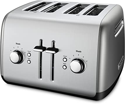 KitchenAid 4-Slice Toaster with Manual High-Lift Lever | Contour Silver (Renewed)