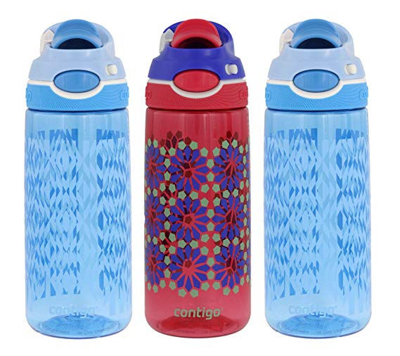 Autospout Chug Water Bottle - BPA Free & Top Rack Dishwasher Safe - Great for Sports, Gym, Home, Travel, 20oz, Blue Dolphin & Sprinkles (3pk)