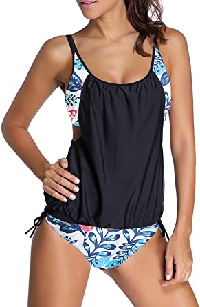 Dokotoo Womens Stripes Lined Up Double Up Tankini Top Sets Swimwear