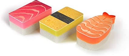 Genuine Fred WASHABI Sponges, Set of 3, Sushi Assortment