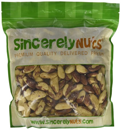 Sincerely Nuts Raw Brazil Nuts Whole & Unsalted No Shell - Three (3) Lb. Bag - Insanely Scrumptious and Fresh - Filled With Antioxidants - Kosher