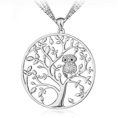 HONGYE Platinum-plated Tree of Life Disk Chain Pendant Necklace