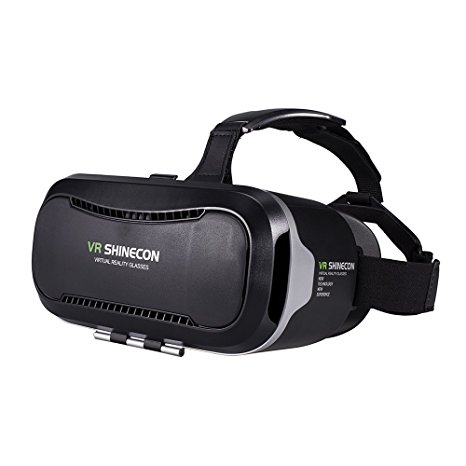 VR SHINECON VR Headset, VR Goggles 3D VR Glasses Virtual Reality Headset VR Box for 3D Video Movies Games for Apple iPhone, Samsung Galaxy Note HTC Google Nexus LG More Smartphones