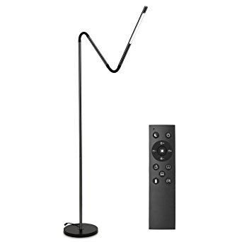 LE Dimmable Gooseneck Floor Lamps, LED Reading Lamps, 6W, 500 Lumens, 6 Lighting Modes, Memory Function, Standing Floor Light with Remote Control Fits for Living Room Bedroom Office Hotel, Black