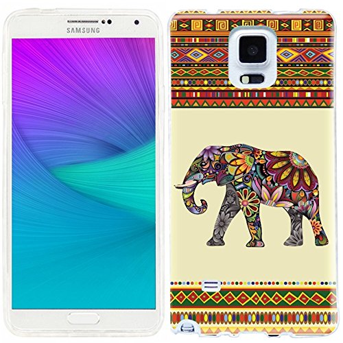 note 4 Case,note4 case,Samsung note 4 Case,Galaxy note 4 Case,ChiChiC full Protective unique Case slim durable Flexible Soft TPU Cases Cover for Samsung Galaxy Note 4 SM-N910S SM-N910C,geometric colorful ethnic elephant on yellow orange background