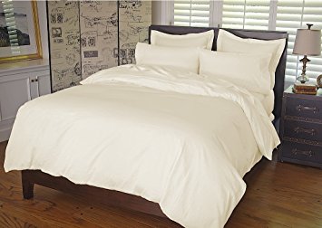 Warm Things Home 300 Thread Count Cotton Sateen Duvet Cover Ivory / Oversized King
