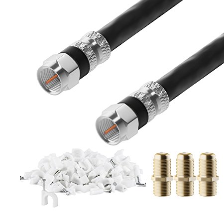 RG-6 | 100 Ft | Black | 1 Pack | UL CL2 Certified Cable Quad Shielded Coaxial Cable For Satellite TV & High Speed Internet   Digital Video Cables. …